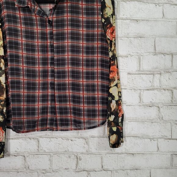 Sans Souci chiffon plaid blouse - Picture 3 of 12